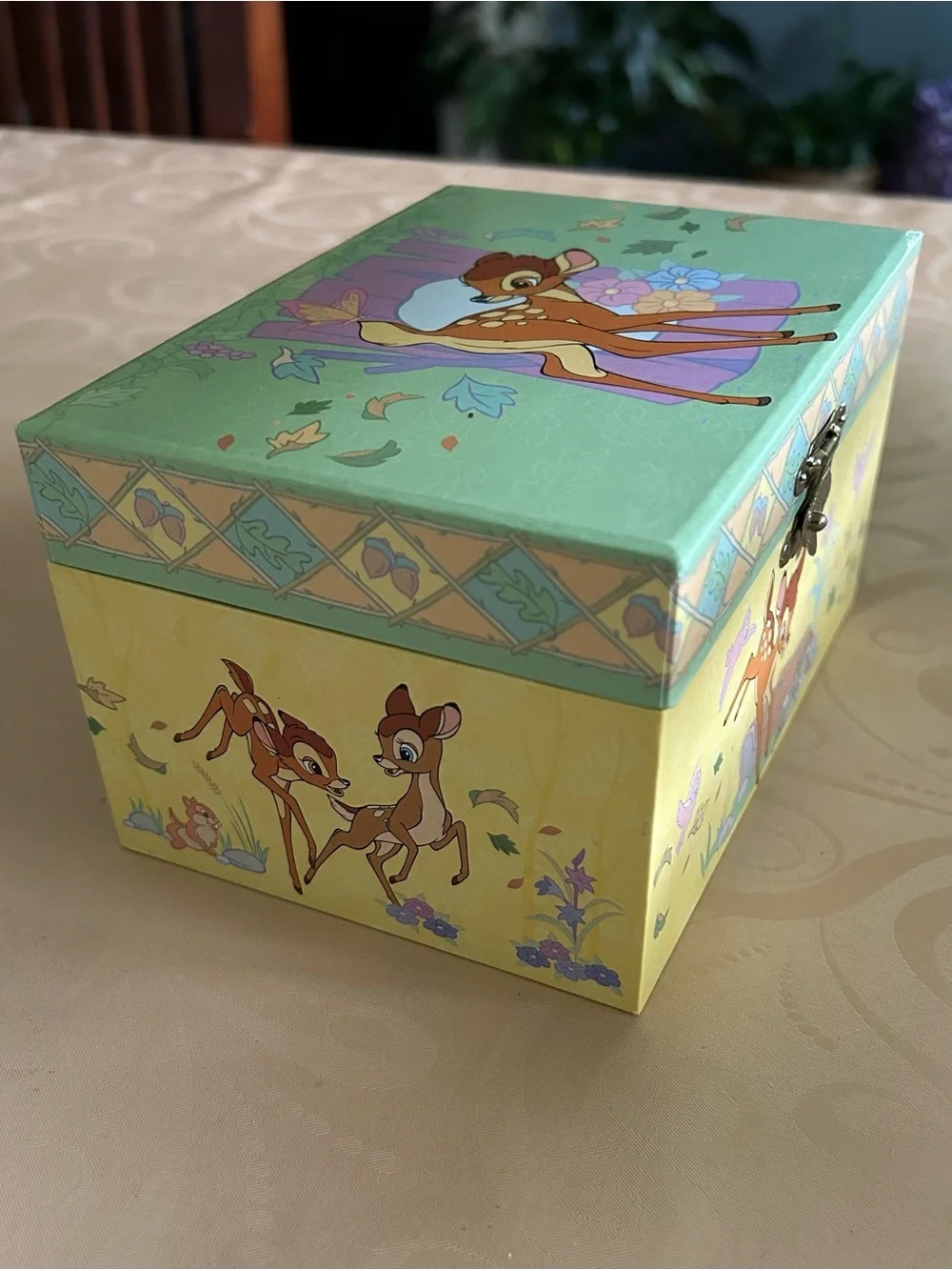 New - Vintage Disney Bambi Wind-up Musical Jewelry Box